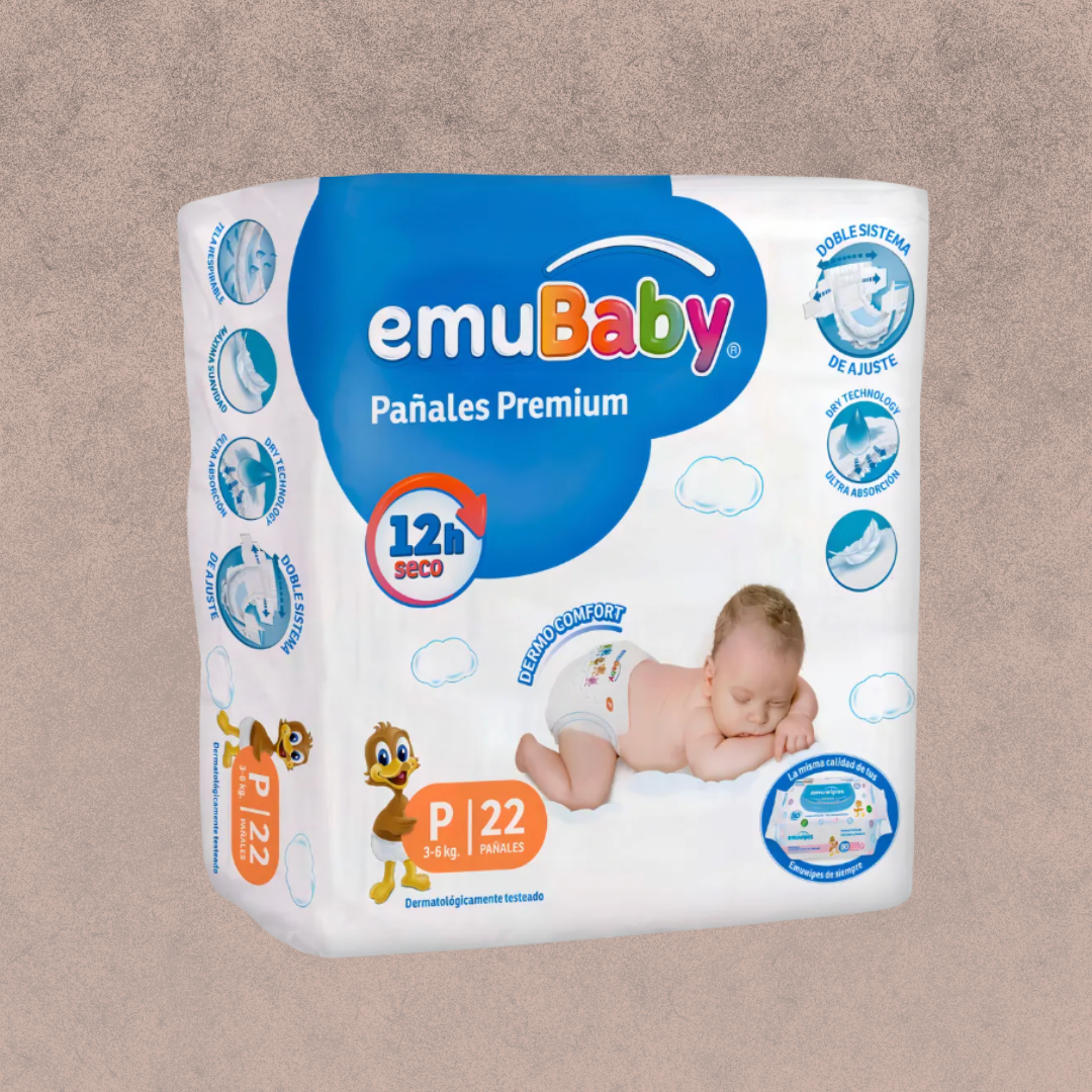Pañal para bebe Emubaby super premium talla P /22 un