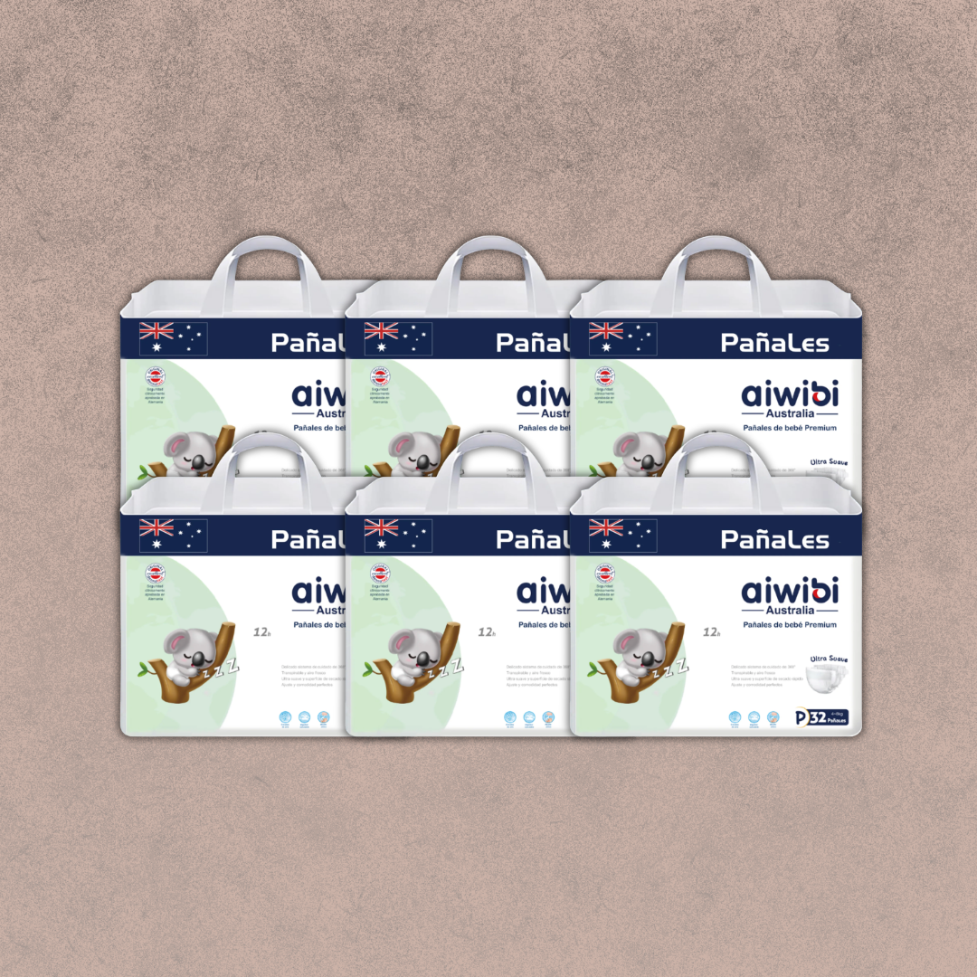6 Paquetes de Pañales Aiwibi para Bebés Premium Talla P/ 192 unidades