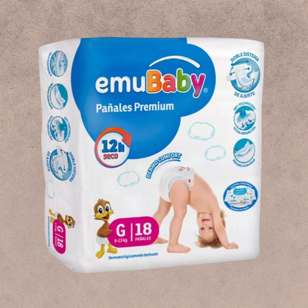 Pañal para bebe Emubaby super premium talla G /18 un