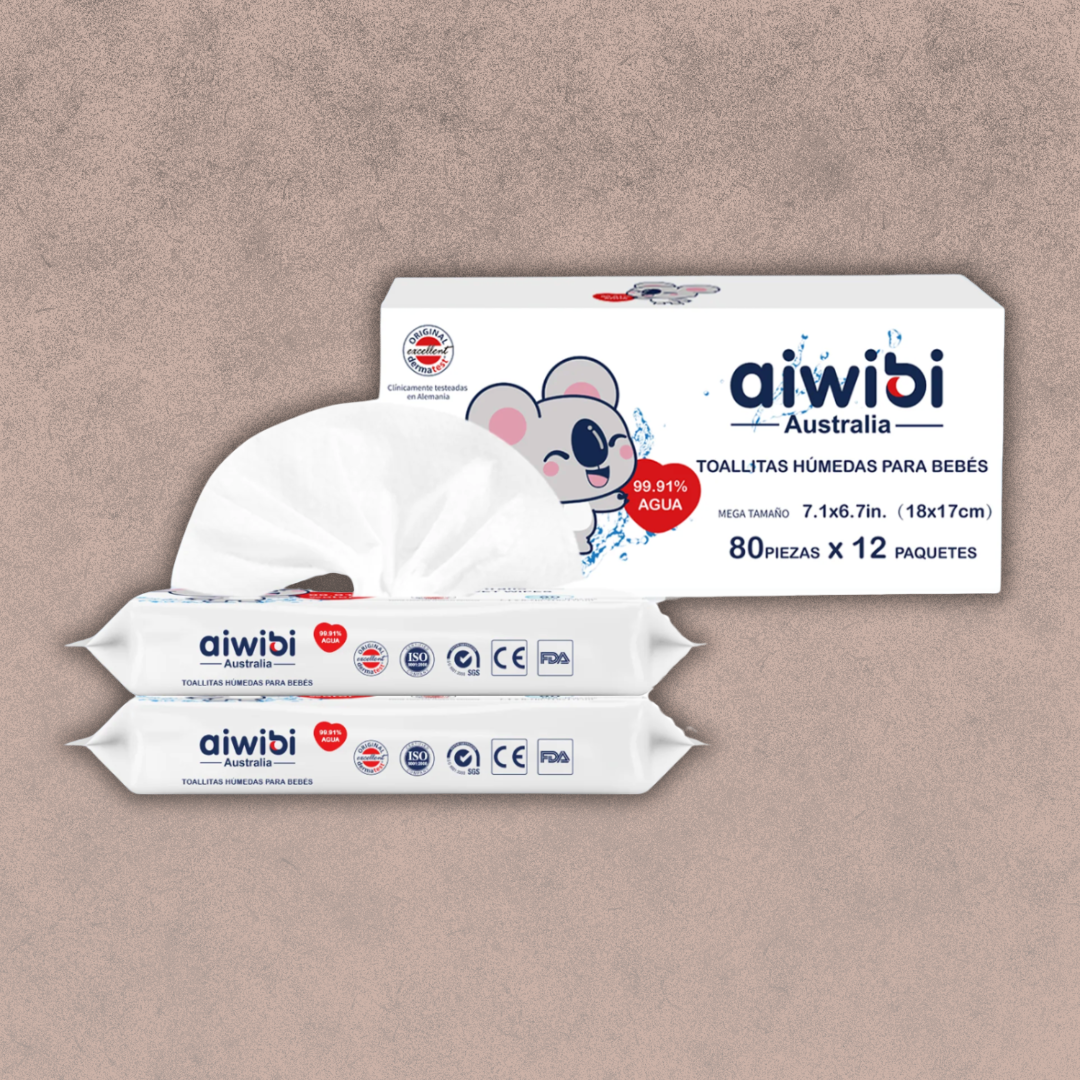 Caja de 12 Paquetes de Toallitas húmedas para bebés 99,91% de agua