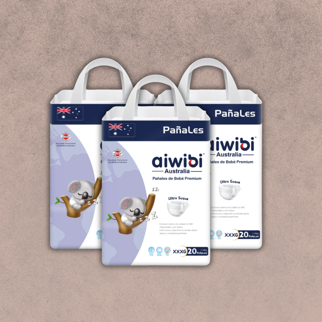 3 paquetes de Pañales Aiwibi premium Talla XXXG /60 unidades