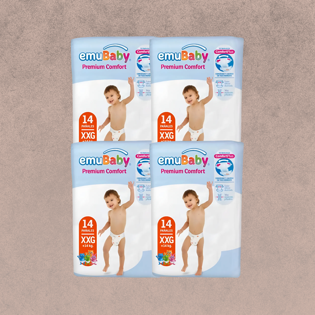 4 Paquetes de Pañales Emubaby premium comfort Talla XXG / 56 un