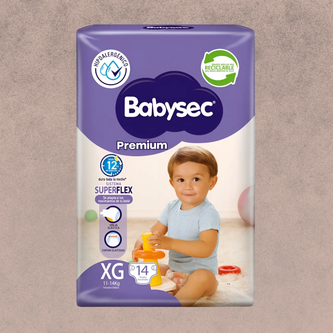 Pañal para Bebés Babysec Premium Talla XG 14 unidades