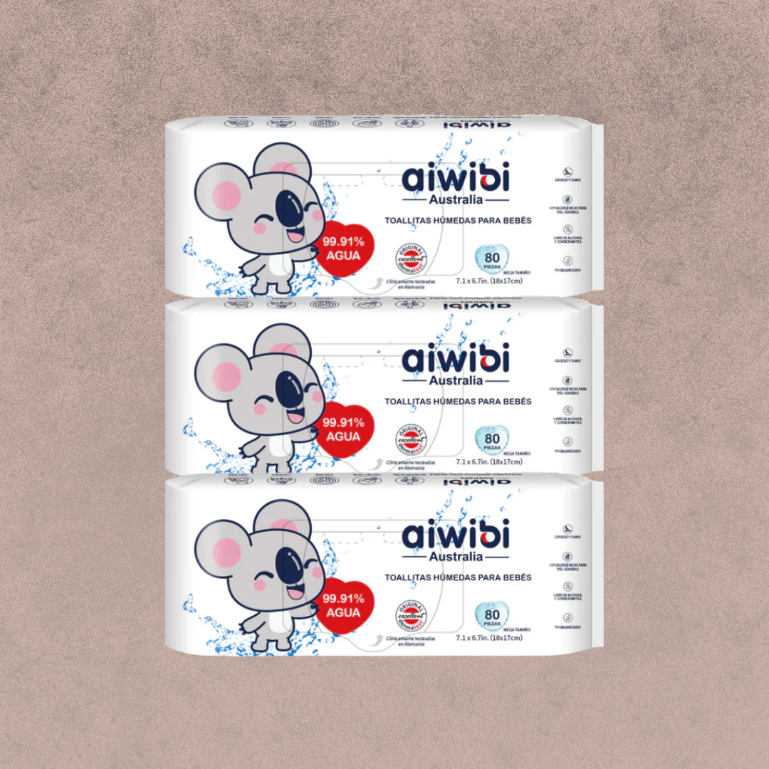 3 Paquetes de 80 Unidades Toallitas 99,1% Agua