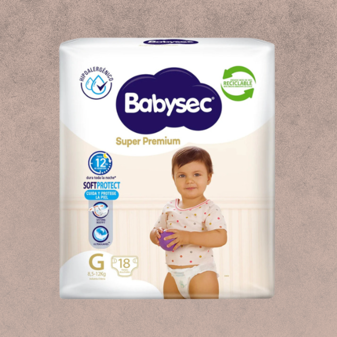Pañal para Bebés Babysec Super Premium Talla G 18 unidades