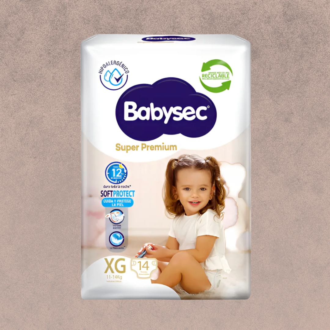 Pañal para Bebés Babysec Super Premium Talla XG 14 unidades