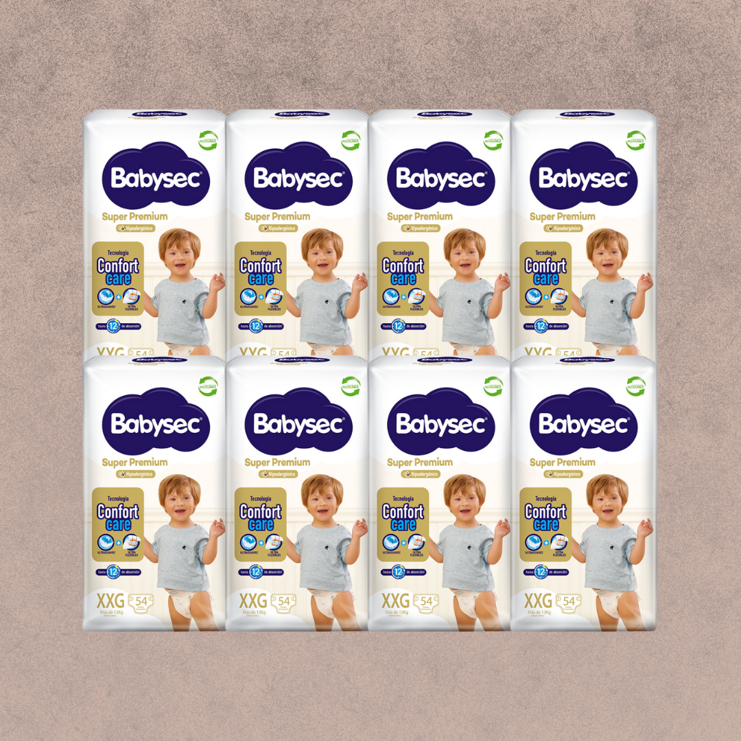 8 Paquetes de Pañales Babysec Super premium Talla XXG 112 unidades
