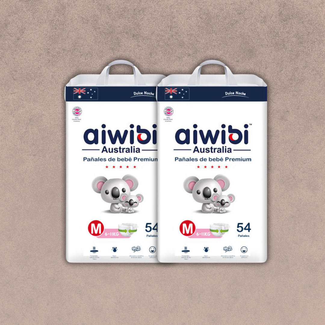 2 Paquetes Pañal para Bebés Aiwibi (Dulce Noche) Talla M  108 unidades