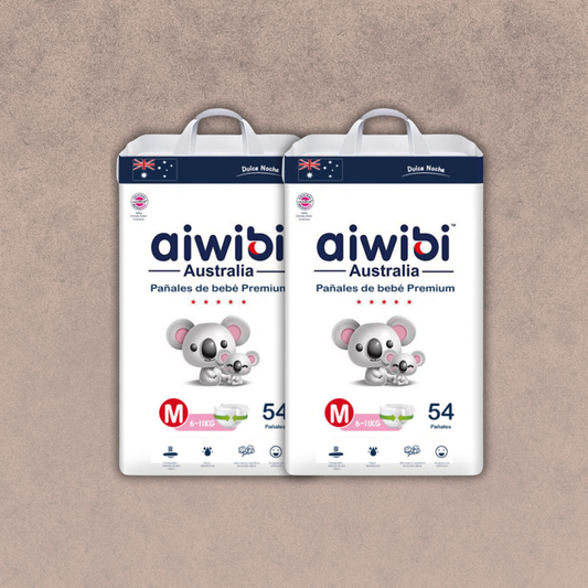 2 Paquetes Pañal para Bebés Aiwibi (Dulce Noche) Talla M  108 unidades