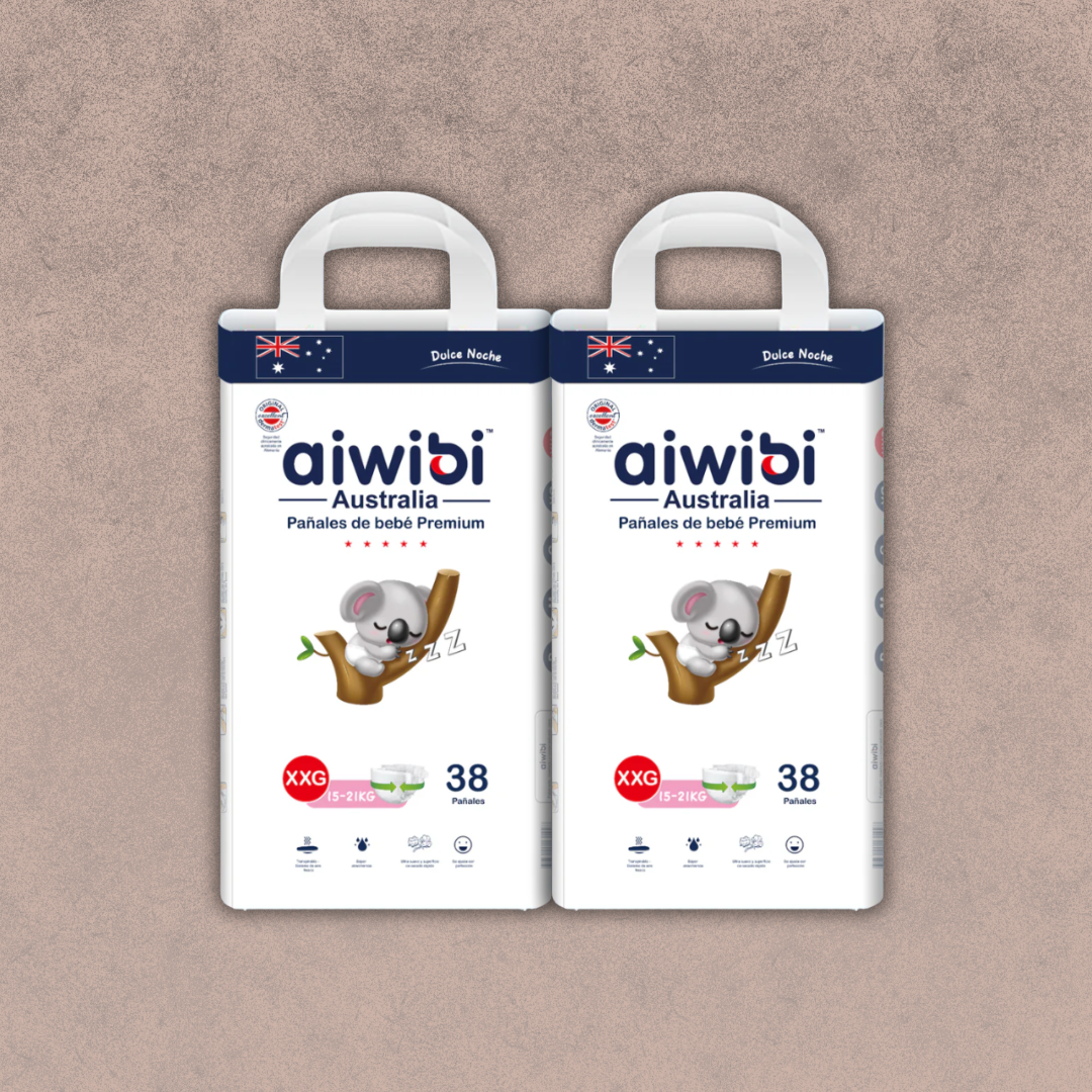 2 Paquetes Pañal para Bebés Aiwibi (Dulce Noche) Talla XXG  76 unidades