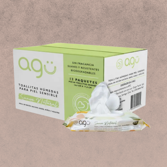 Toallitas Húmedas AGÜ Sensitive Sin Fragancia – Caja 12 Paquetes x 60 Unidades (720 Toallitas)