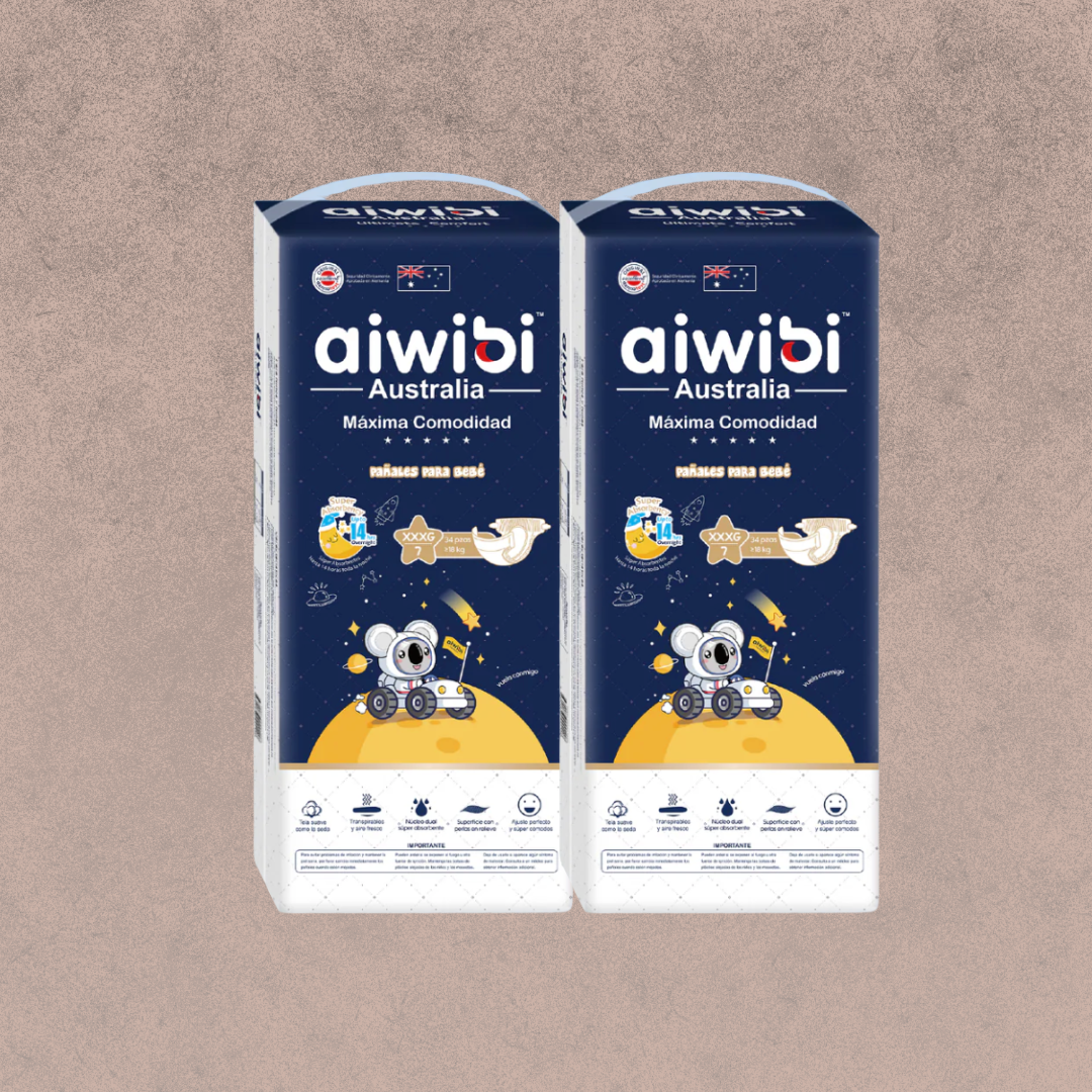 2 Paquetes Pañal para Bebés Aiwibi (Dulce Noche) Talla XXXG 68 unidades