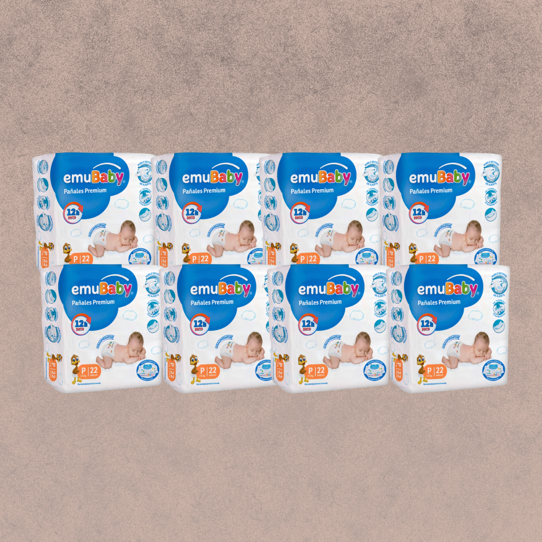 8 Paquetes de Pañales Emubaby super premium Talla P/ 176 un