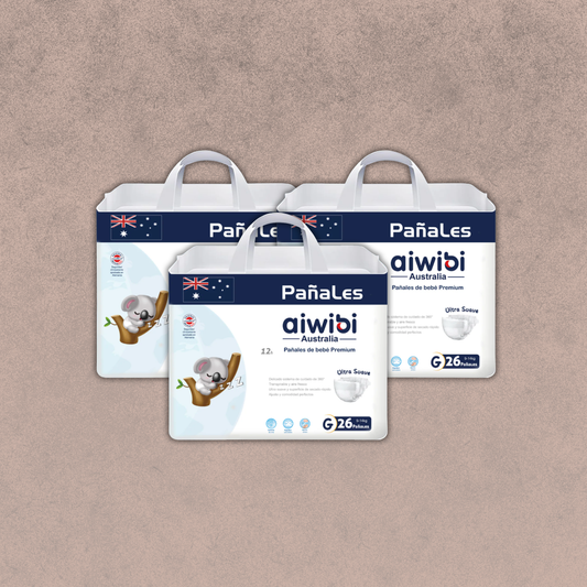 3 paquetes de Pañales Aiwibi premium Talla G /78 unidades
