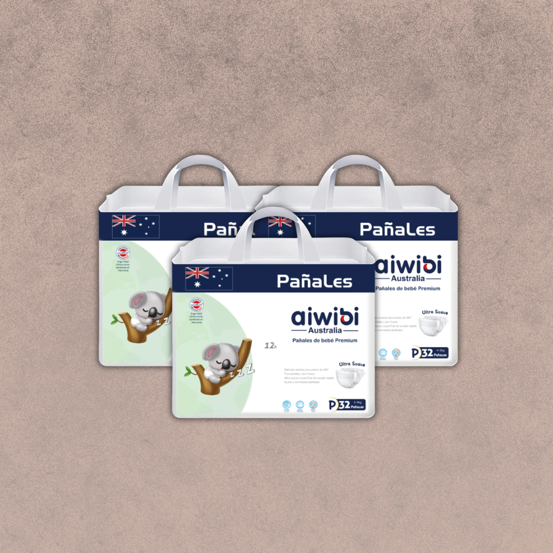 3 paquetes de Pañales Aiwibi premium Talla P / 96 unidades