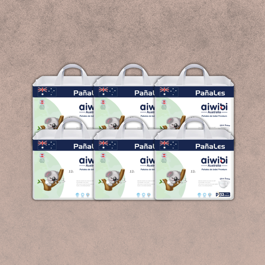 6 Paquetes de Pañales Aiwibi para Bebés Premium Talla P/ 192 unidades