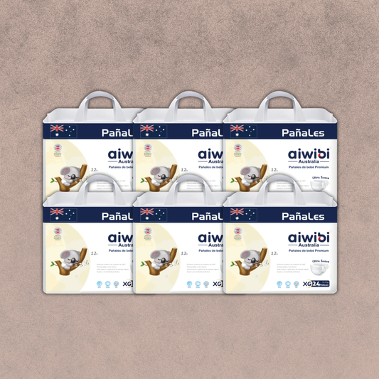 6 Paquetes de Pañales Aiwibi para Bebés Premium Talla XG 144 unidades