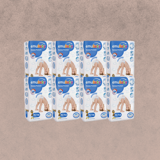 8 Paquetes de Pañales Emubaby premium Talla XG / 112 un