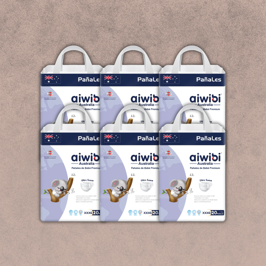 6 Paquetes de Pañales Aiwibi para Bebés Premium Talla XXXG / 120 unidades