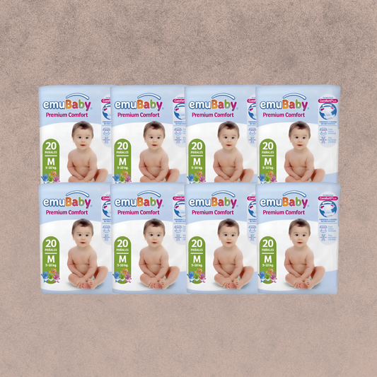 8 Paquetes de Pañales Emubaby premium comfort Talla M / 160 un