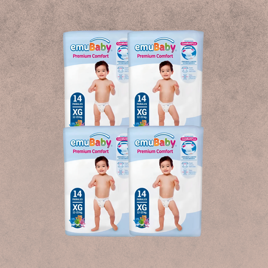 4 Paquetes de Pañales Emubaby premium comfort Talla XG / 56 un