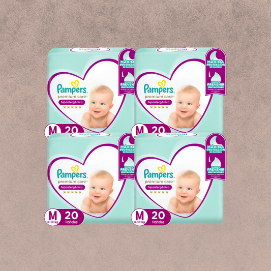 4 Paquetes de Pañales Pampers premium care Talla M 80 unidades