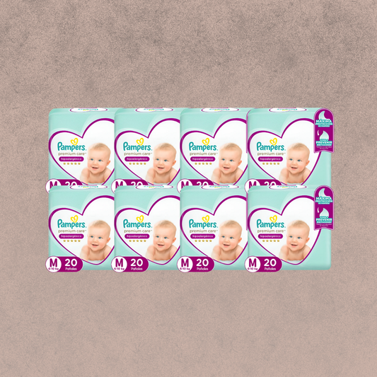 8 Paquetes de Pañales Pampers premium care Talla M 160 unidades
