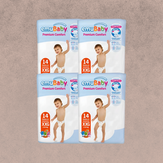 4 Paquetes de Pañales Emubaby premium comfort Talla XXG / 56 un