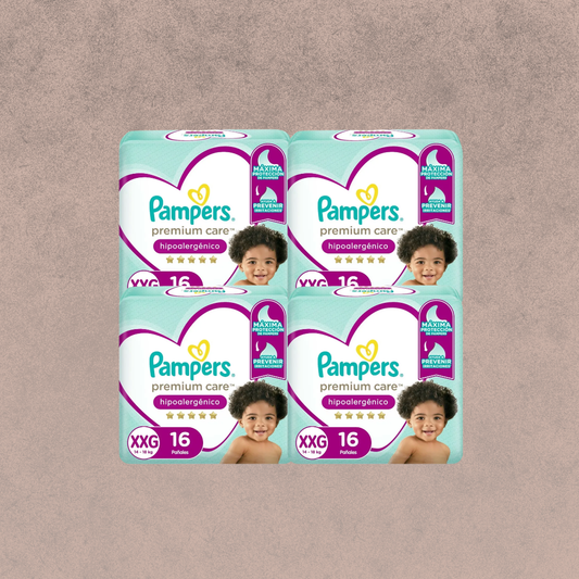 4 Paquetes de Pañales Pampers premium care Talla XXG 64 unidades