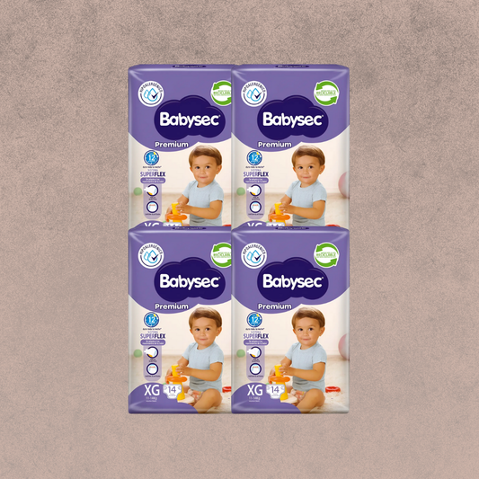 4 Paquetes de Pañales Babysec premium Talla XG 56 unidades