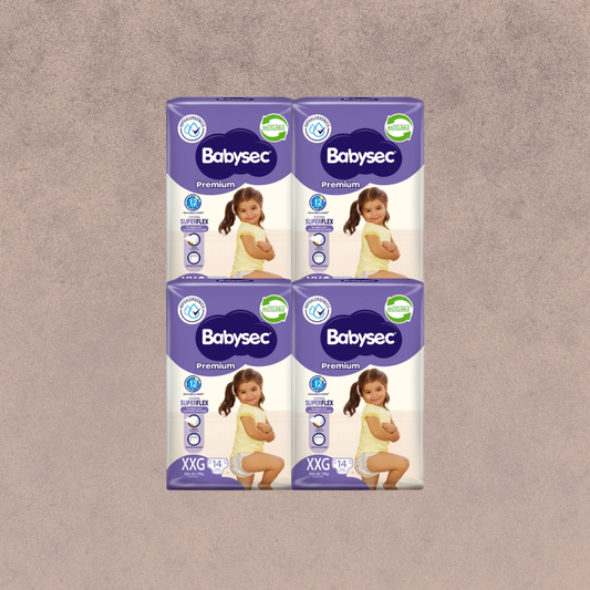 4 Paquetes de Pañales Babysec premium Talla XXG 56 unidades