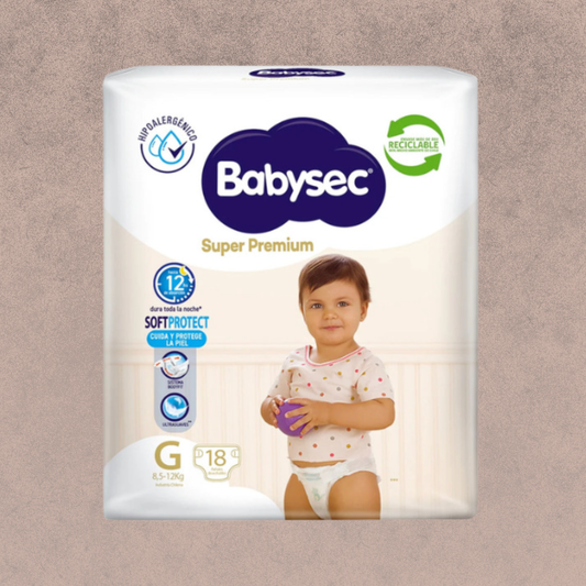 Pañal para Bebés Babysec Super Premium Talla G  18 unidades