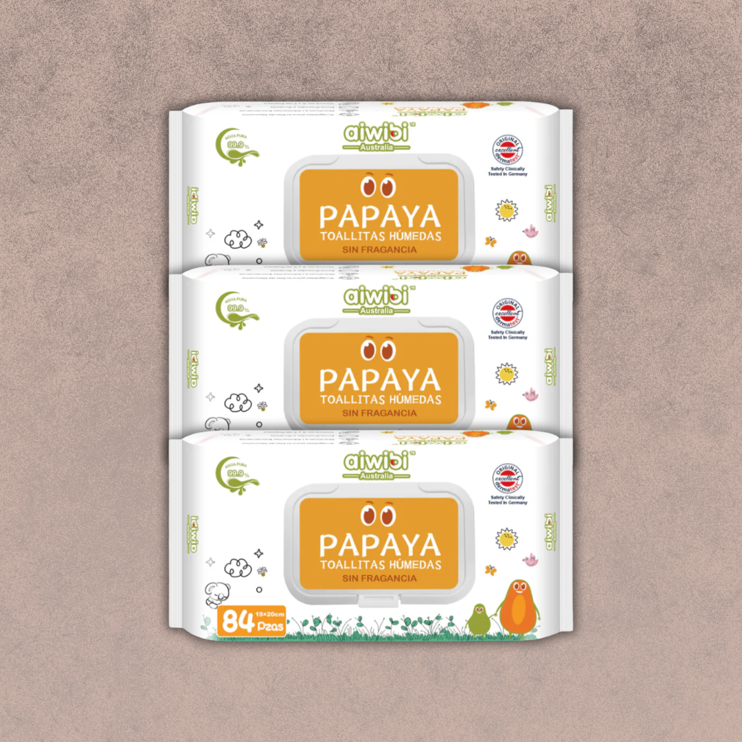 3 Paquetes de 84 Unidades Toallitas Papaya con Agua de Manantial