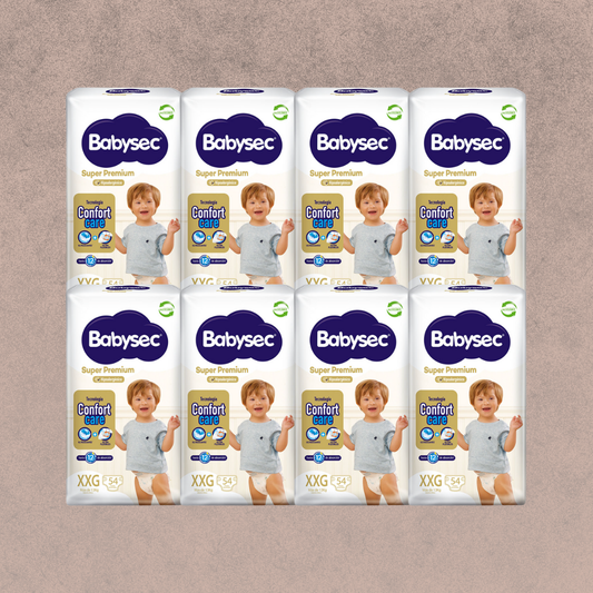 8 Paquetes de Pañales Babysec Super premium Talla XXG  112 unidades