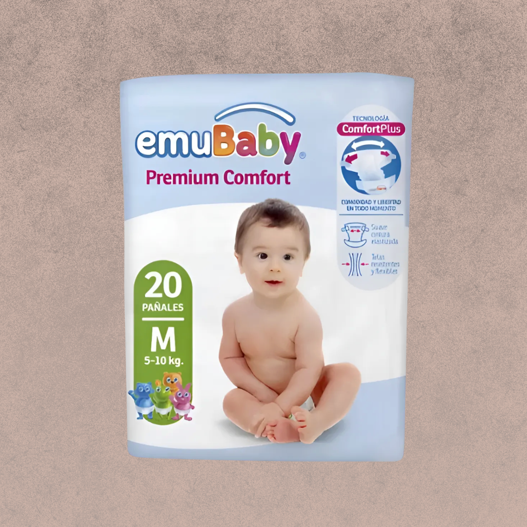 Pañal para bebe Emubaby premium comfort talla M /20 un