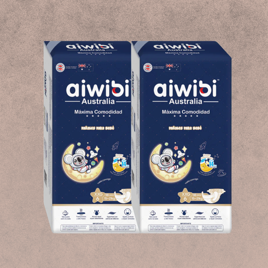 2 Paquetes Pañal para Bebés Aiwibi (Dulce Noche) Talla XXG  76 unidades