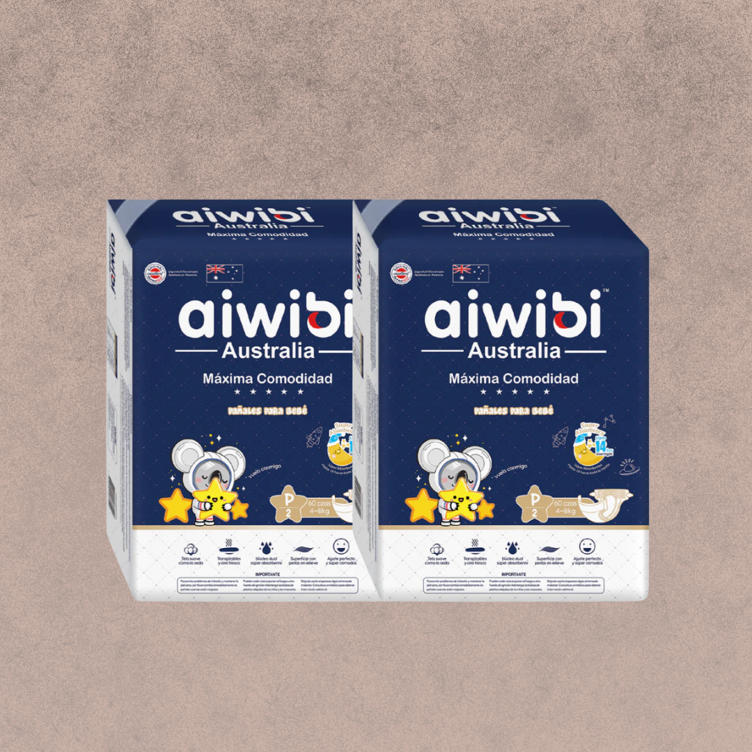 2 Paquetes Pañal para Bebés Aiwibi (Dulce Noche) Talla P  120 unidades
