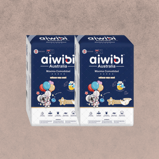 2 Paquetes Pañal para Bebés Aiwibi (Dulce Noche) Talla M  108 unidades